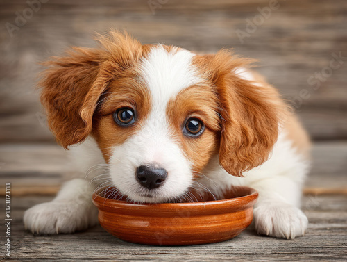 Dog drinking water from a bowl