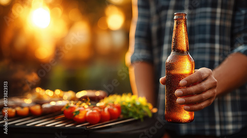 Guy holding a beer bottle a...
