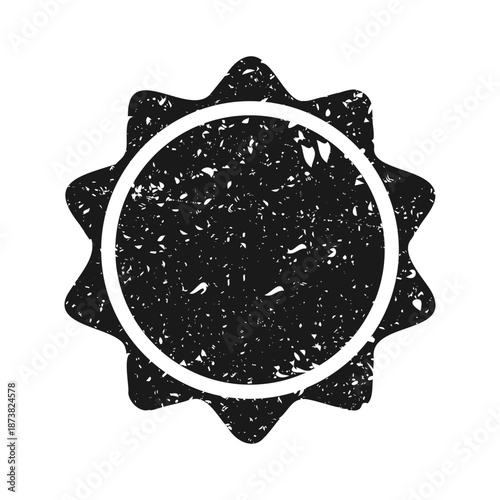 Post stamp, label or badge. Grunge imprint and postmark. Brown vintage circle postcard watermark. Used envelope design element. Vector illustration