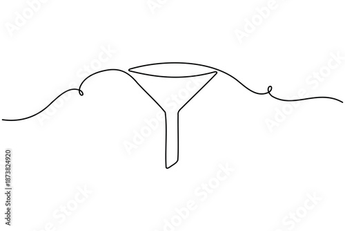 Business sales funnel icon and sign continuous one line drawing on white background minimalist conversion process symbol outline vector illustration