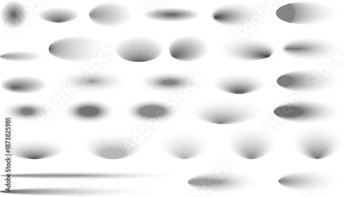 Set of realistic soft shadow overlays in various shapes and intensities. Perfect for product mockups, presentations, UI design, posters, and minimal graphic compositions.