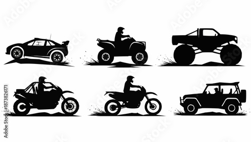 Offroad Vehicle Silhouettes Collection.