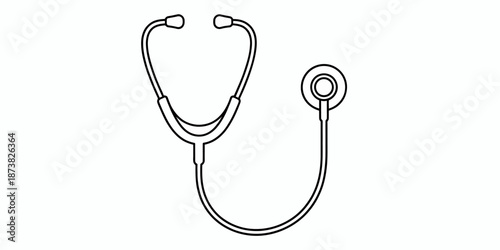 Stethoscope medical instrument line drawing illustration