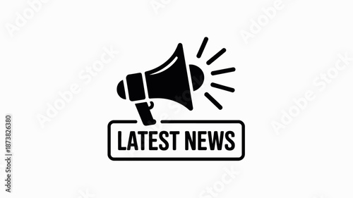Latest news megaphone icon on white background