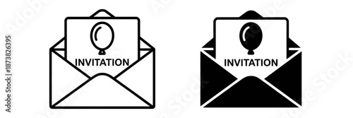 Invitation envelope icon with balloon outline and solid fill