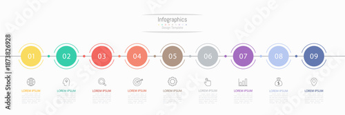 Infographic 9 options design elements for your business data. Vector Illustration.