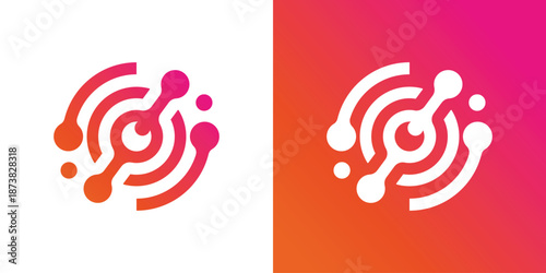 Dual meaning logo combining an eye and technology elements, symbolizing vision, monitoring, intelligence, and advanced digital insight with a modern identity.