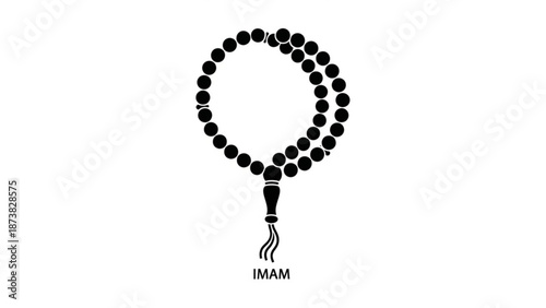 Islamic Prayer Beads with Imam Tassel on White Background