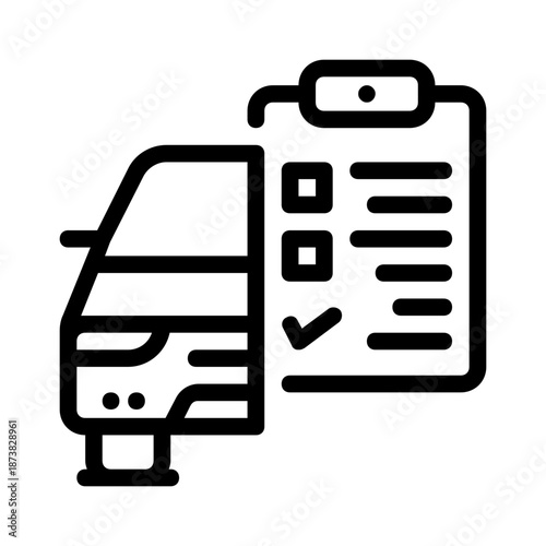 Car and a checklist  a concept representing a vehicle inspection. Suitable for automotive industry graphics, maintenance checklists, and transportationrelated designs.
