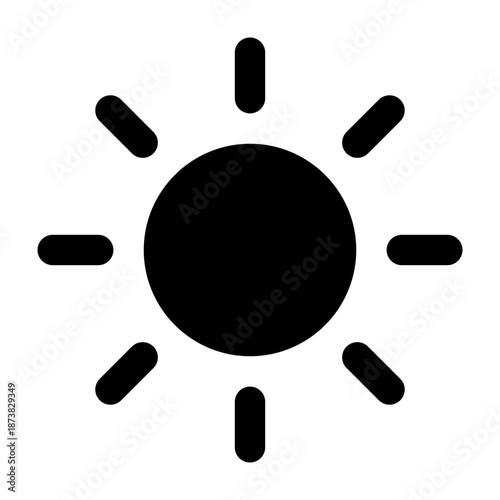 Solid black sun symbol suitable for logos, tattoos, and graphic design projects needing a bold and powerful visual element.