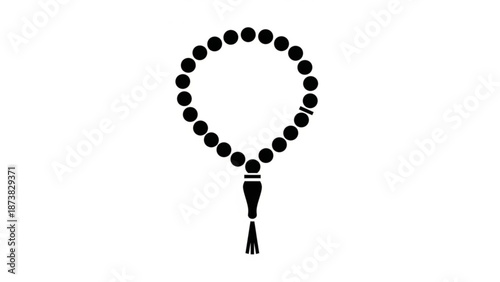 Black Prayer Beads Isolated on White Background