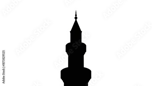 Minaret Silhouette Isolated on White Background