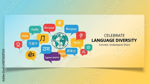 Celebrate language diversity with speech bubbles in different languages global communication concept vector illustration