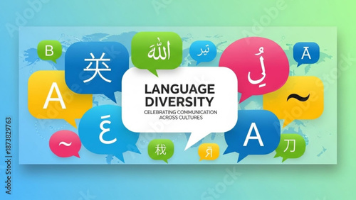 Language diversity concept speech bubbles with different alphabets and symbols celebrating communication and human cultures vector 