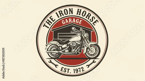 The Iron Horse Garage Motorcycle Est 1972 Emblem.