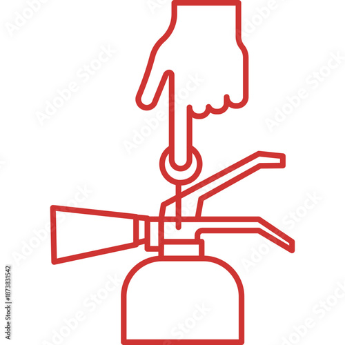 Hand operating a fire extinguisher