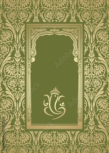 Ganesha, wedding card, royal Rajasthan, India	