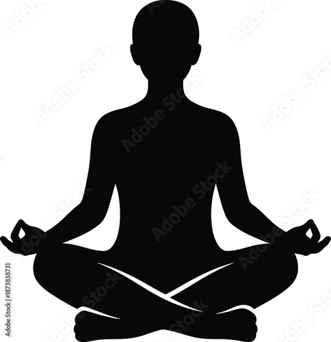 Silhouette of a person sitting in yoga lotus position