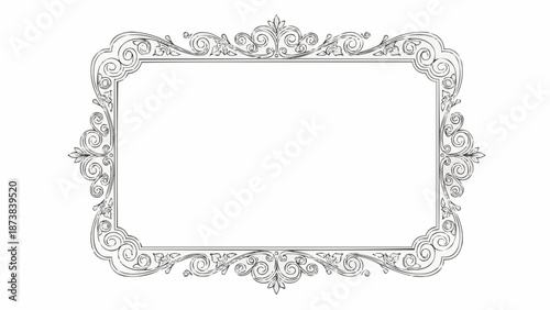 Ornate Vintage Rectangular Frame Decorative Element.