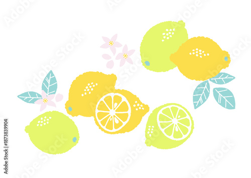 レトロ風のシンプルでポップなレモンのイラスト