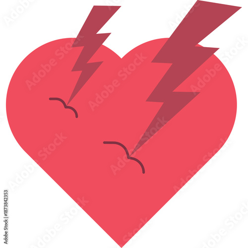 Heart with Lightning Bolts and Wavy Lines Icon