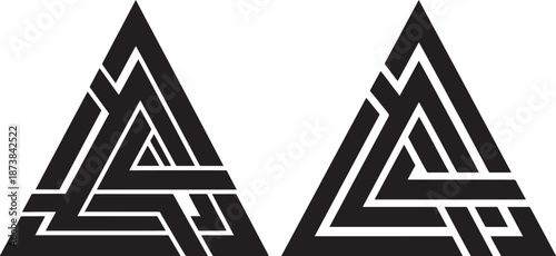 Abstract geometric interlocking triangle logo icons for modern branding and graphic design, vector illustration.