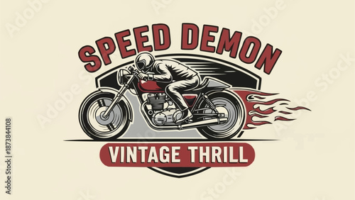 Vintage Motorcycle Speed Demon Emblem.