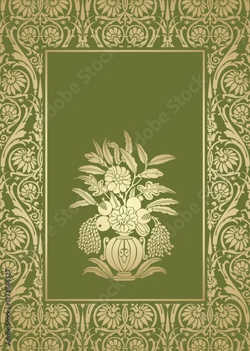 wedding card design, paisley floral pattern , India	