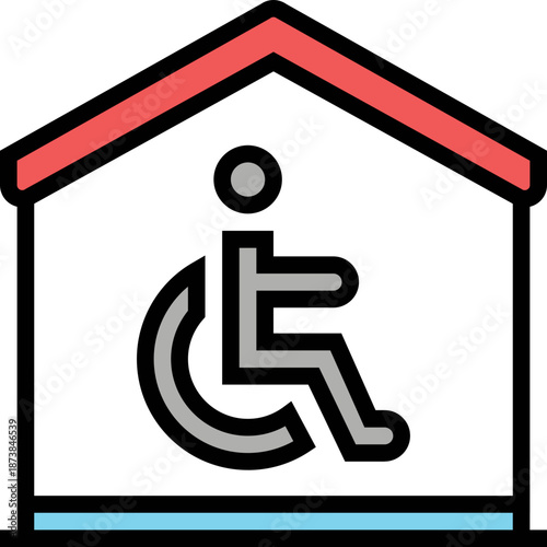 Icon of Accessible Building with Wheelchair Symbol