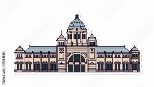 Grand neoclassical building with a central dome, ornate facade, and symmetric wings