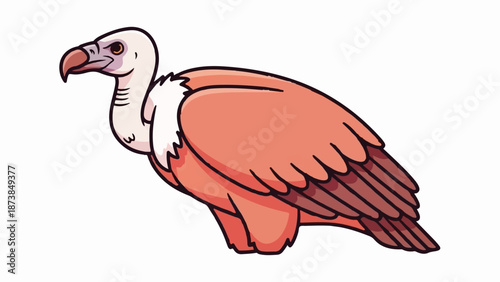 Cartoon vulture with pinkish-brown plumage and a hooked beak