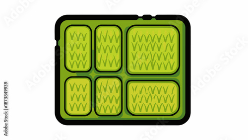 Green cells filled with stylized grass patterns arranged in a grid