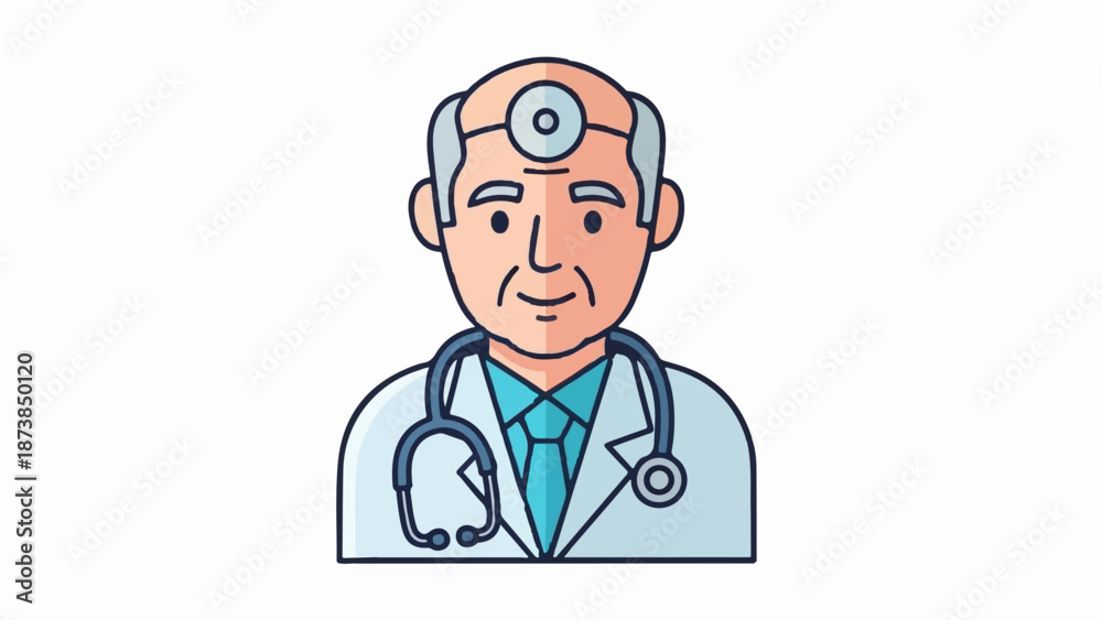 Fototapeta premium Friendly doctor portrait with stethoscope and head mirror