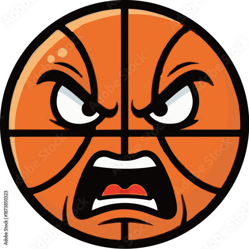 Fierce basketball character with intense expression and mouth wide open