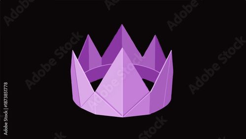 Geometric purple crown icon against a solid black background