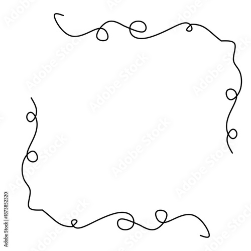 Abstract continuous line Christmas border with festive decorative elements, suitable for holiday templates, greeting cards, posters, social media, and branding.