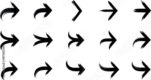 Multiple black arrows pointing in different directions on a white background