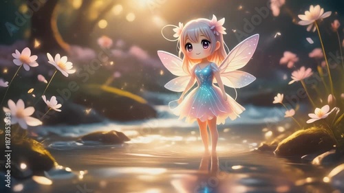 Spring Light Fairy by the Stream