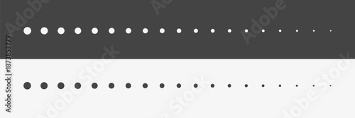 Black and white dotted lines. Different sizes of dots pattern background. Vector 