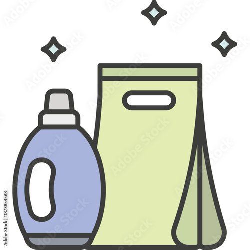 Laundry detergent bottle and powder box with sparkles