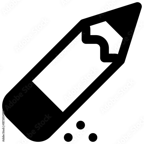 Path eraser. Outlined stroke vector icon with black-filled details.
