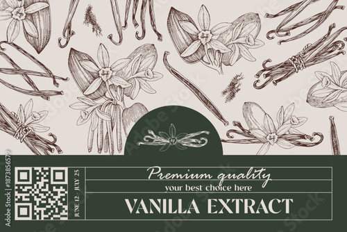 Vanilla vector label template in vintage style