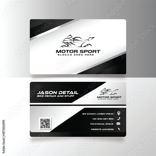 Bild auf Leinwand Modern Black and Silver Motor Sport Business Card Template