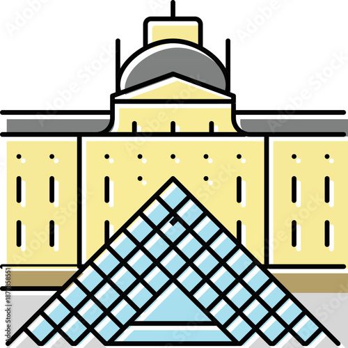 Louvre Museum Pyramid Icon