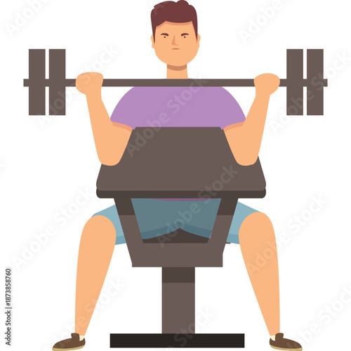 Man exercising with barbell on bench press