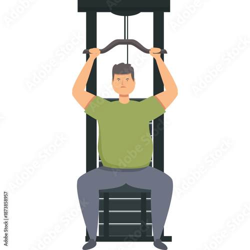 Man performing lat pulldown exercise on gym equipment