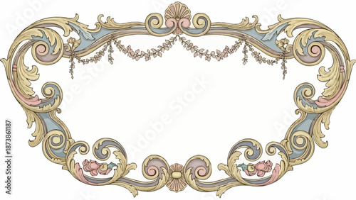 Ornate Vintage Decorative Frame with Swirls and Floral Accents.