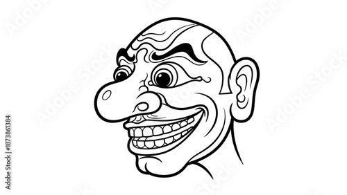 A cartoon character illustration showcasing a man with an exaggerated facial expression in a humorous context