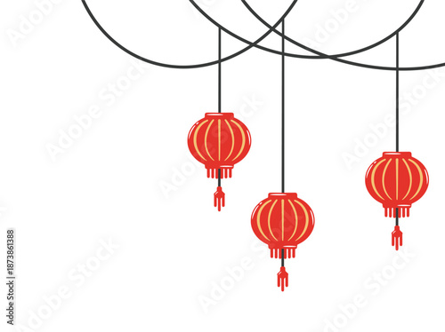 Hanging Chinese Red Lantern Illustration
