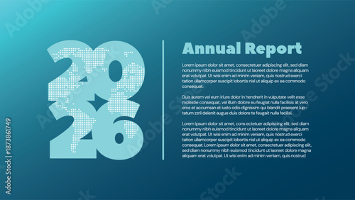 2026 year icon with dotted world map contour. Vector background with sample text. Element for business, web design, infographic, event, page, presentation, illustration